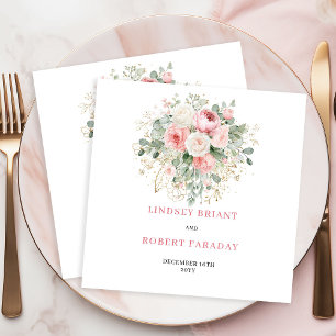 Modern Minimal Blush Roses Gold Wedding Napkins