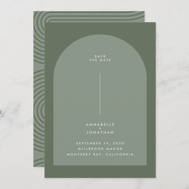 Modern minimal bohemian sage green geometric arch (Front/Back)