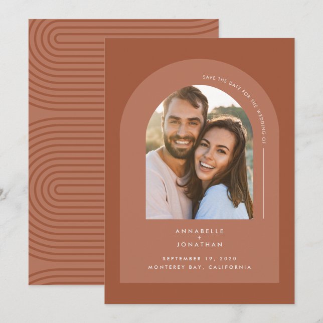 Modern minimal bohemian terracotta geometric arch (Front/Back)