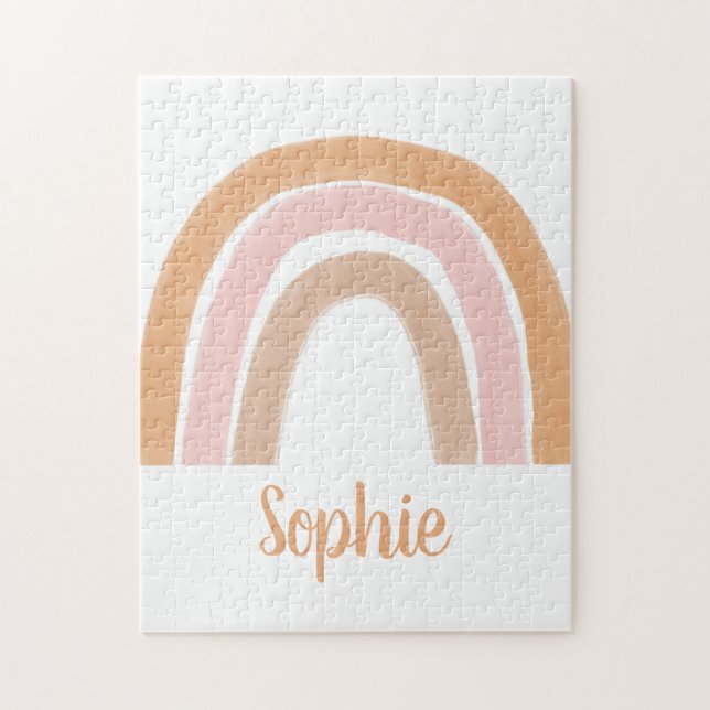 Modern Minimal Boho Chic Rainbow Name Jigsaw Puzzle (Vertical)