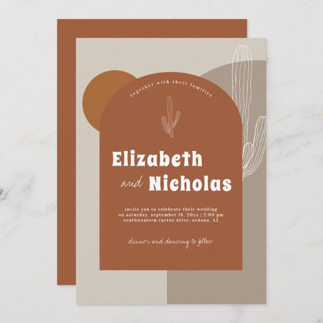 Modern Minimal Boho Desert | Terra Cotta Invitation (Front/Back)