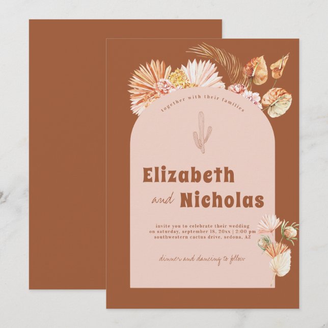 Modern Minimal Boho Desert | Terra Cotta Invitation (Front/Back)