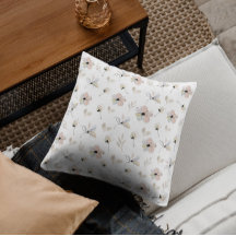 Modern Minimal Boho Floral Design Throw Pillow