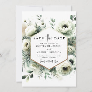 Modern Minimal Boho Sage Green Wedding Save The Date