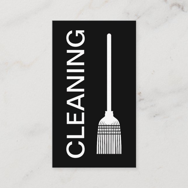 Modern Minimal Bold Black And White Cleaning Business Card (Front)
