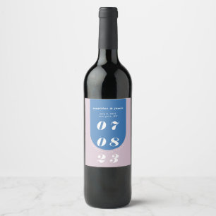 Modern Minimal Bold Blue & Purple Retro Arch Bold Wine Label