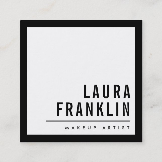 MODERN MINIMAL bold name simple plain black Square Business Card (Front)