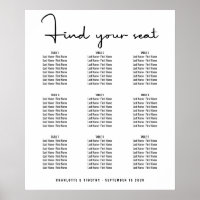 Modern Minimal Bold Script Wedding Seating Chart