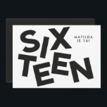 Modern minimal bold typography 16th birthday invitation<br><div class="desc">Modern minimal bold typography 16th birthday black and white party invitation.</div>