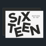 Modern minimal bold typography 16th birthday invitation<br><div class="desc">Modern minimal bold typography 16th birthday black and white party invitation.</div>