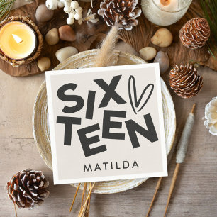 Modern minimal bold typography 16th birthday napkin
