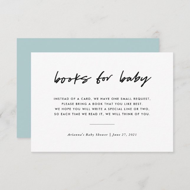 Modern Minimal Book Request Insert | Blue Invitation (Front/Back)