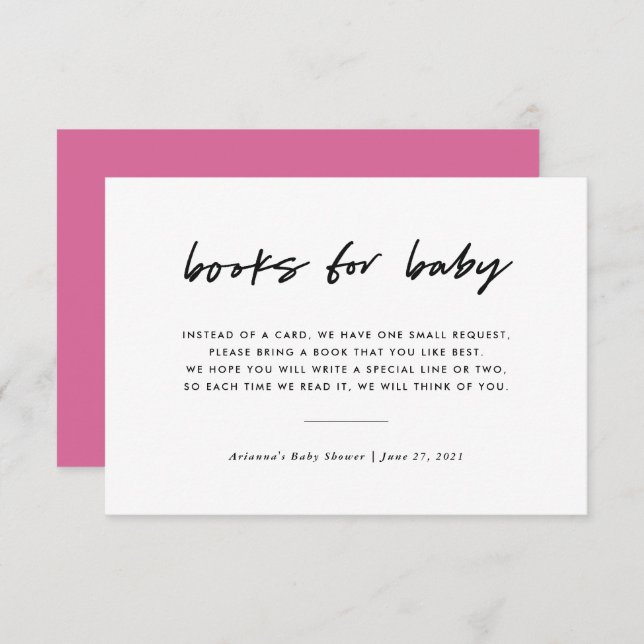 Modern Minimal Book Request Insert | Pink Invitation (Front/Back)
