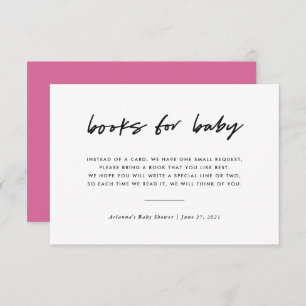 Modern Minimal Book Request Insert Pink Invitation