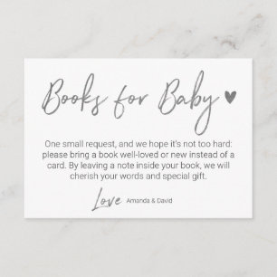 Modern & Minimal Books For Baby Silver Script Enclosure Card