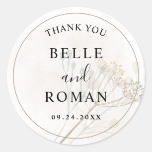 Modern minimal Botancial Wedding Classic Round Sticker