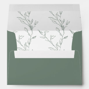 Modern Minimal Botanical Leaves Pattern Sage Green Envelope