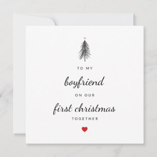 Modern Minimal Boyfriend Christmas Tree Holiday Ca Card