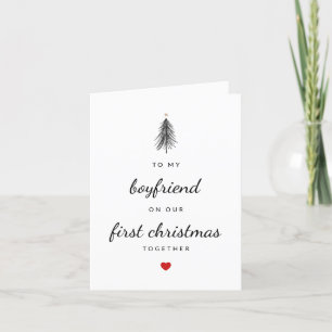 Modern Minimal Boyfriend Christmas Tree Holiday Card