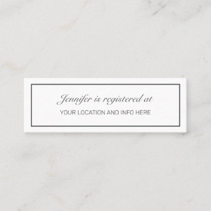 Modern Minimal Bridal Shower Registry Enclosure Mini Business Card