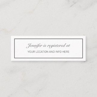 Modern Minimal Bridal Shower Registry Enclosure Mini Business Card