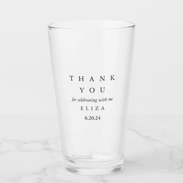 Modern Minimal Bridal Shower Thank You Glass (Front)