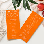 Modern Minimal Bright Orange Wedding Programs<br><div class="desc">Designed to coordinate with for the «Bright» Wedding Invitation Collection. To change details,  click «Details». To move the text or change the size,  font,  or colour,  click «Edit using Design Tool». View the collection link on this page to see all of the matching items in this beautiful design.</div>