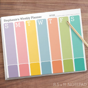 Modern Minimal Bright Weekly Planner with Name Notepad