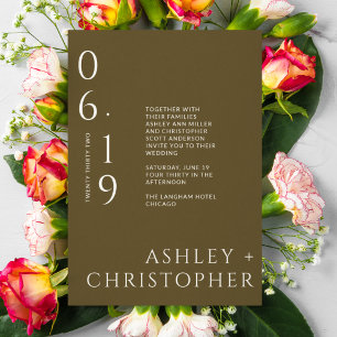 Modern Minimal Bronze Split Date Wedding Invitation