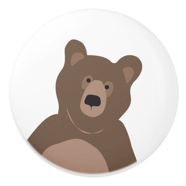 Modern Minimal Brown Bear Ceramic Pull Knob (Front)