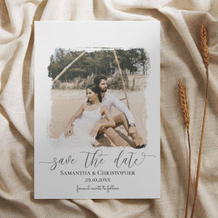 Modern Minimal Brushstrokes Photo Save the Date 