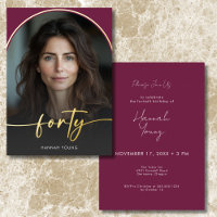 Modern Minimal Burgundy Arch Fortieth Birthday