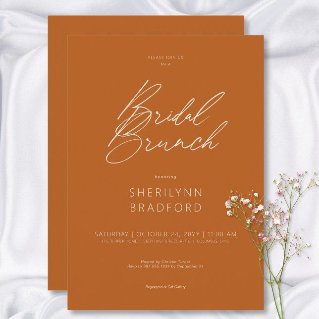 Modern Minimal Burnt Orange Bridal Brunch Invitation (Modern Minimal Burnt Orange Bridal Brunch Invitation)