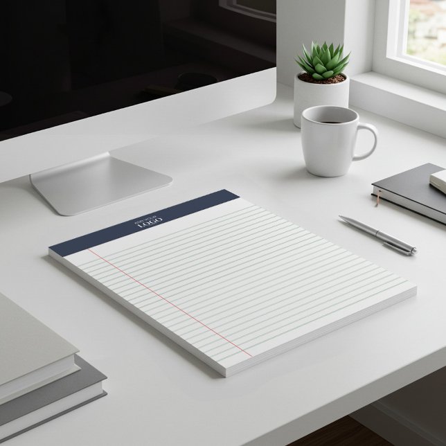 Modern Minimal Business Logo Navy Blue Wide Ruled Notepad (Creator Uploaded)