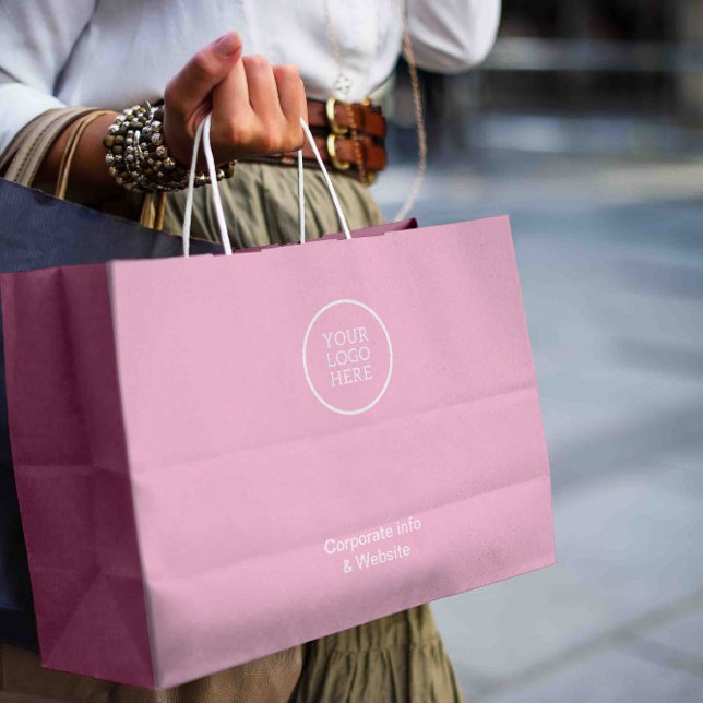 Modern Minimal Business Logo Pink Corporate info Large Gift Bag (Modern Minimal Business Logo Pink Corporate info Large Gift Bag)