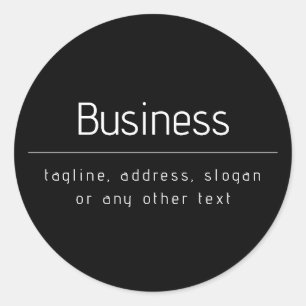 Modern Minimal Business Name & other Info   Black Classic Round Sticker