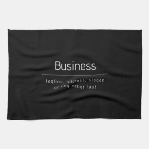 Modern Minimal Business Name & other Info   Black Kitchen Towel