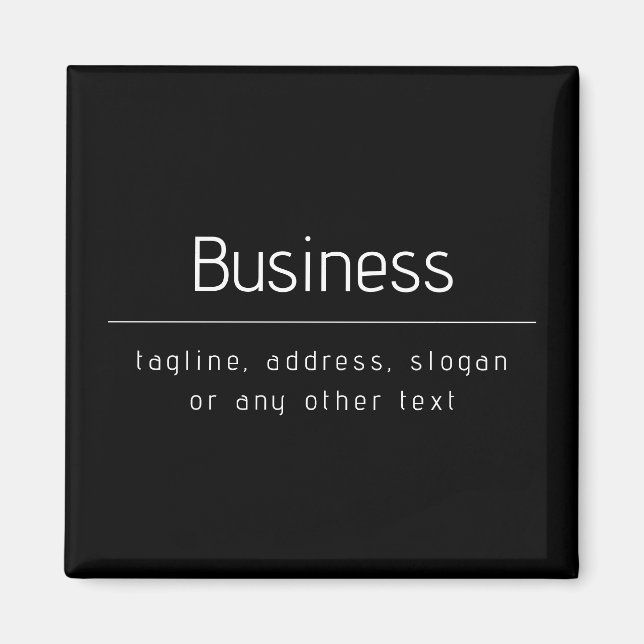 Modern Minimal Business Name & other Info | Black Magnet (Front)