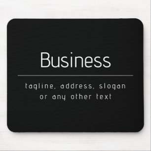 Modern Minimal Business Name & other Info Black Mouse Pad