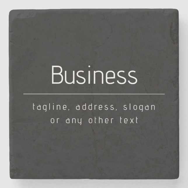 Modern Minimal Business Name & other Info | Black Stone Coaster (Front)