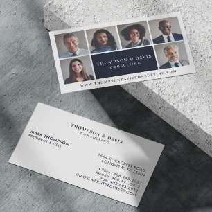 Modern & Minimal Business Team Members Photo Grid Card