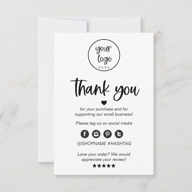 Modern Minimal Business Thank You For Order Insert Card (Front)