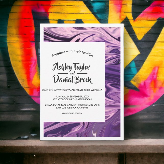 Modern Minimal Calligraphy Abstract Art Wedding Invitation (Creator Uploaded)