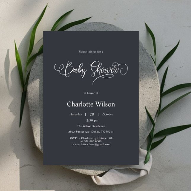 Modern Minimal Calligraphy Baby Boy Shower Invitation (Creator Uploaded)