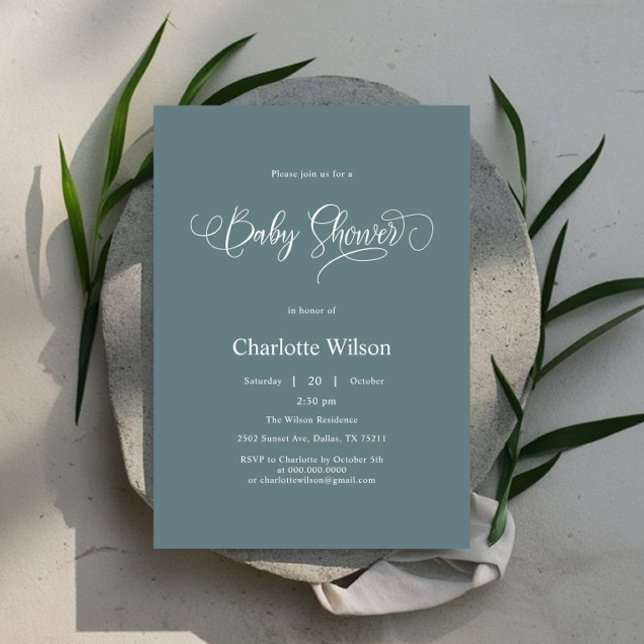 Modern Minimal Calligraphy Baby Boy Shower Invitation (Creator Uploaded)