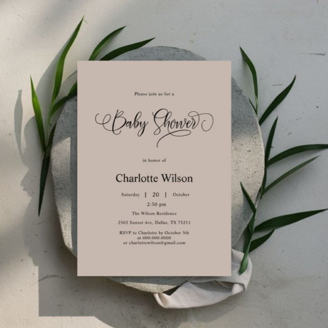 Modern Minimal Calligraphy Baby Boy Shower Invitation (Creator Uploaded)