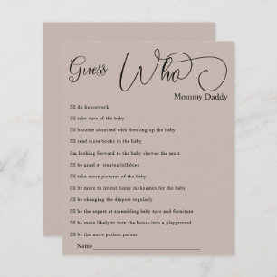 Modern Minimal Calligraphy Baby Shower Guess Who