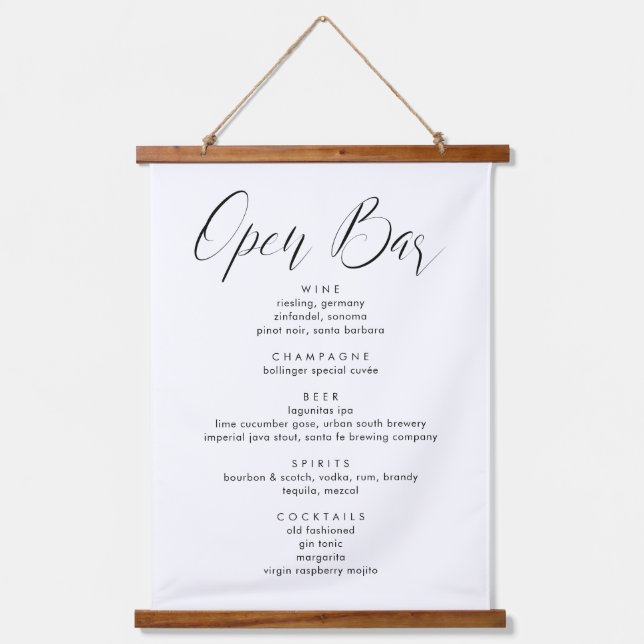 Modern Minimal Calligraphy Canvas Bar Menu Hanging Tapestry (Front)