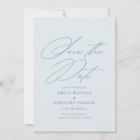 Modern Minimal Calligraphy Dusty Blue Wedding