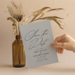 Modern Minimal Calligraphy Grey Wedding Save The Date<br><div class="desc">Announce the good news in style with this elegant save the date card featuring elegant calligraphy. The reverse side features more room for any additional details you may wish to provide to your guests.</div>
